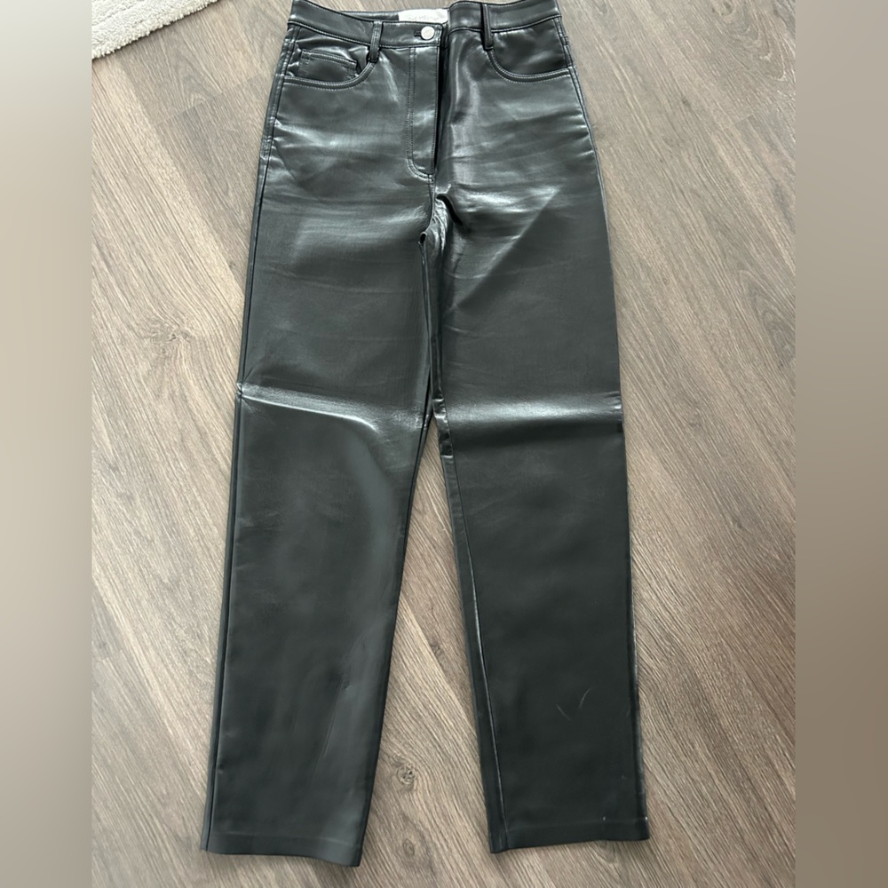 Aritzia Wilfred The Melina Pant, Black Leather, Size 6